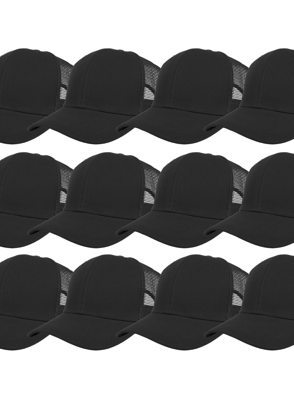 Youth Black Mesh Back Trucker Cap, set of 12-Unbranded